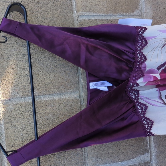 Luxe Satin Gown Sleepwear floral purple, Small Size. NWT - Picture 5 of 12